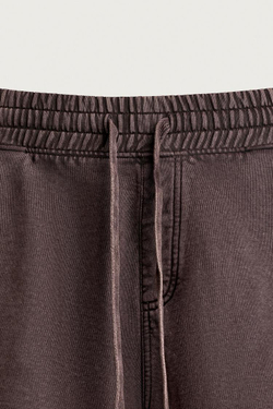 ZARA ТРИКОТАЖНЫЕ ШОРТЫ С ЭФФЕКТОМ ПОТЕРТОСТИ, КОРИЧНЕВЫЙ