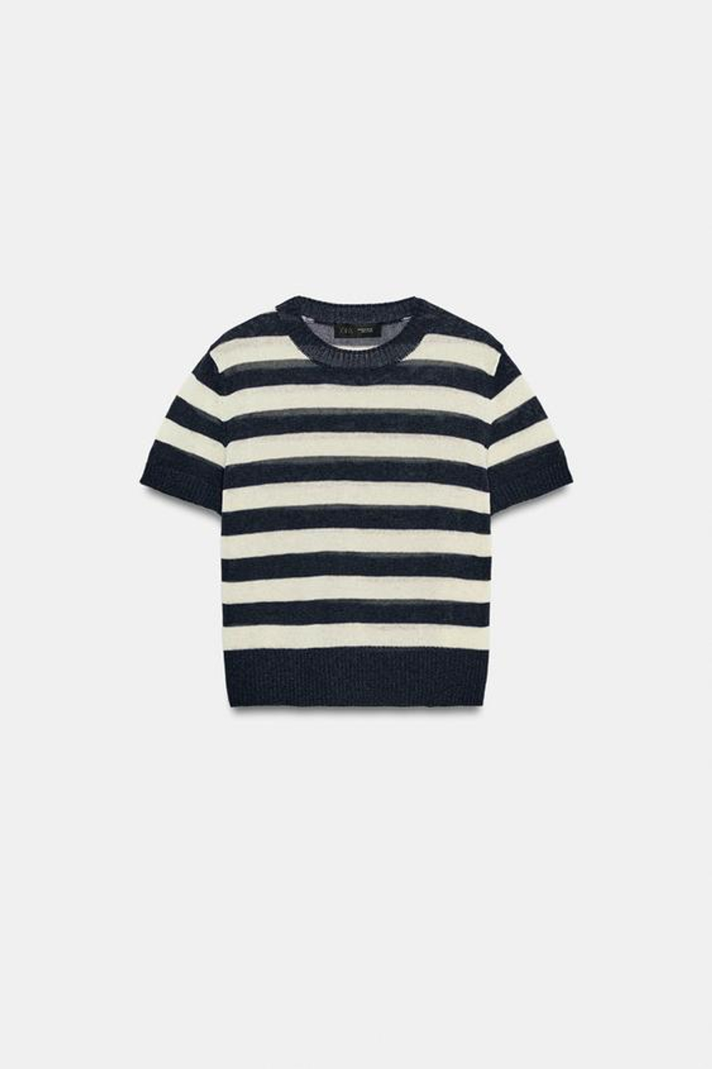 ZARA ТРИКОТАЖНЫЙ ТОП С КОРОТКИМ РУКАВОМ, ПОЛОСКИ