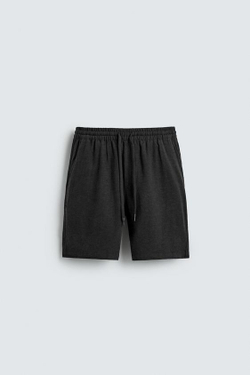 ZARA БЕРМУДЫ RELAXED FIT ИЗ ВИСКОЗЫ И ЛЬНА, ЧЕРНЫЙ