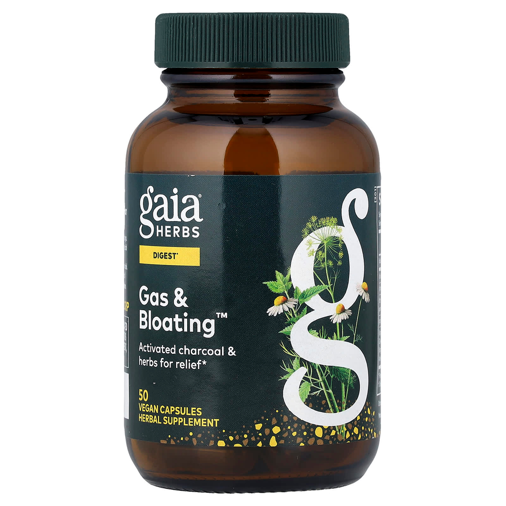 Gaia Herbs, Gas & Bloating™, 50 веганских капсул