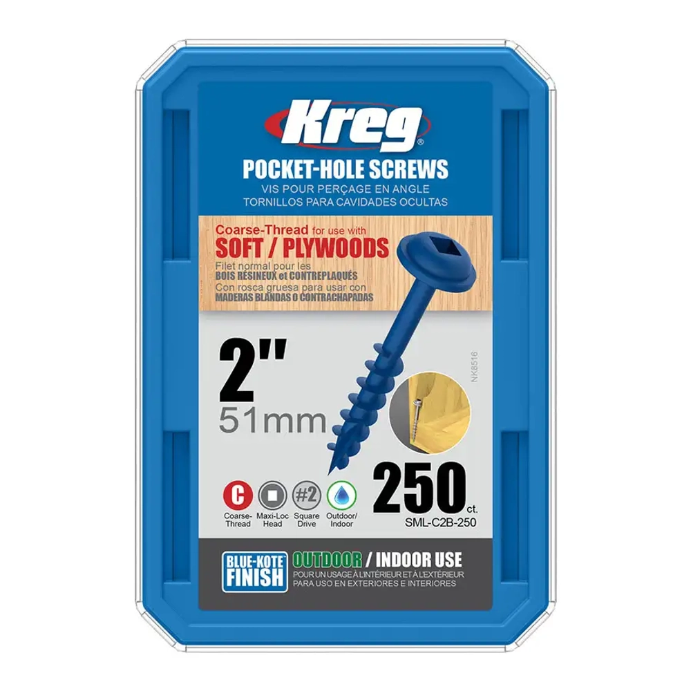 Шурупы с крупным шагом 2" 51мм-250 шт. Kreg SML-C2B-250-INT