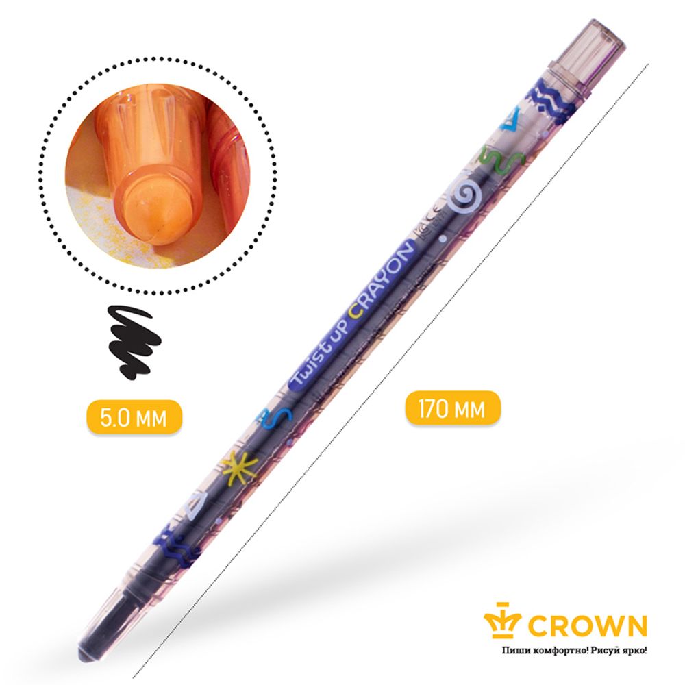 Карандаши восковые Crown "ArtStory", 24цв., выкручивающийся стержень, ПВХ, европодвес