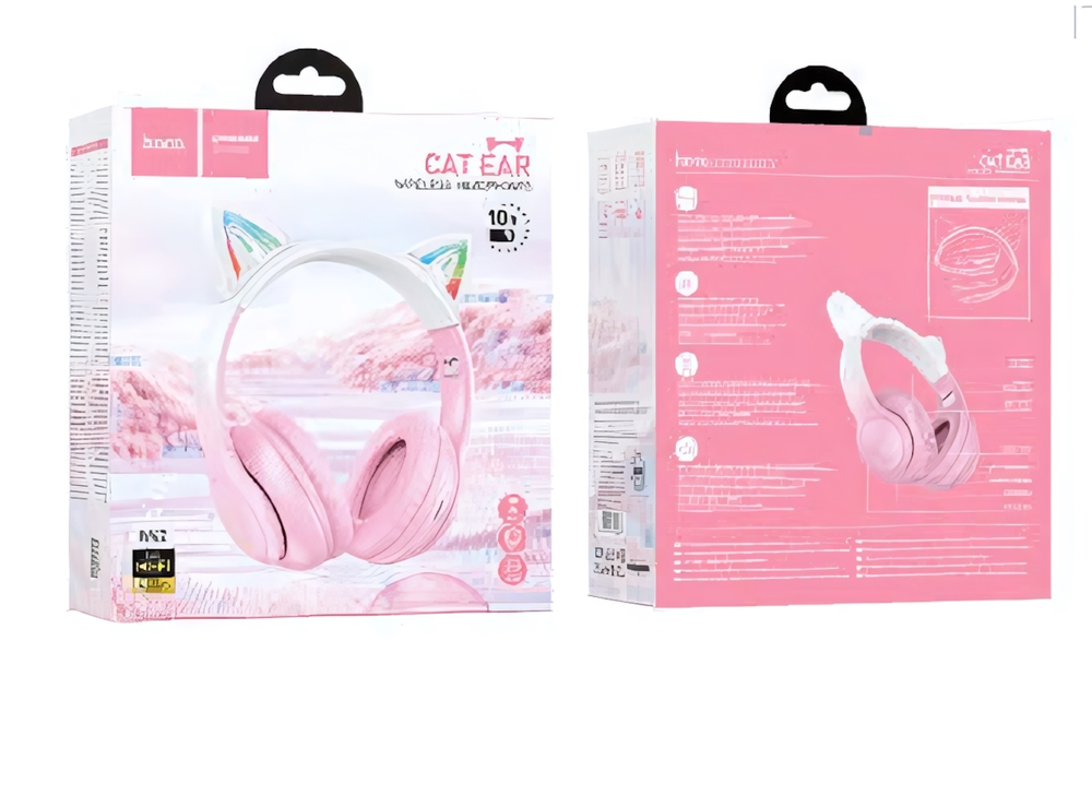 Bluetooth - гарнитура HOCO W42 Cat, накладные, BT5.3, 400mAh Cherry Blossom