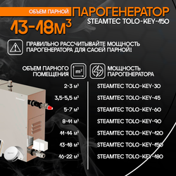 Steamtec TOLO KEY 150 - 15 кВт (стандартный модуль управления), парогенератор для хамама и турецкой бани