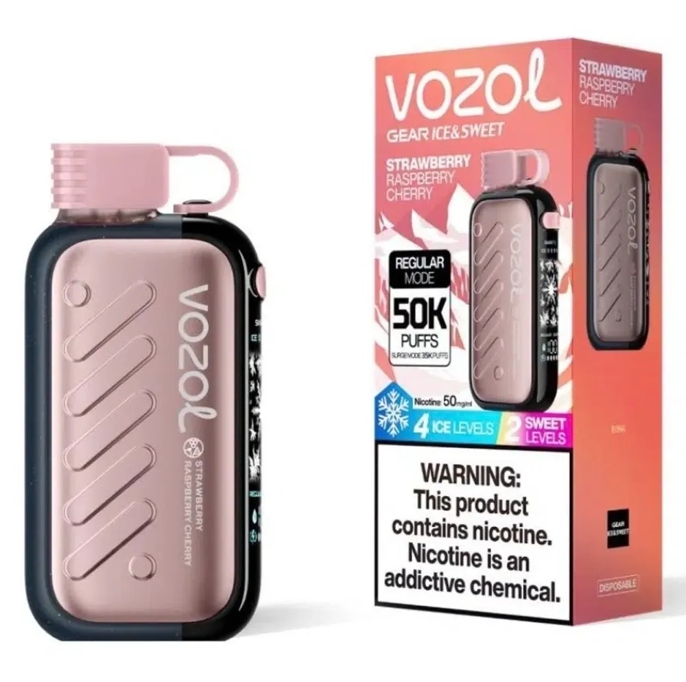 Vozol GEAR ICE & SWEET 50000 - Strawberry Raspberry Cherry (5% nic)