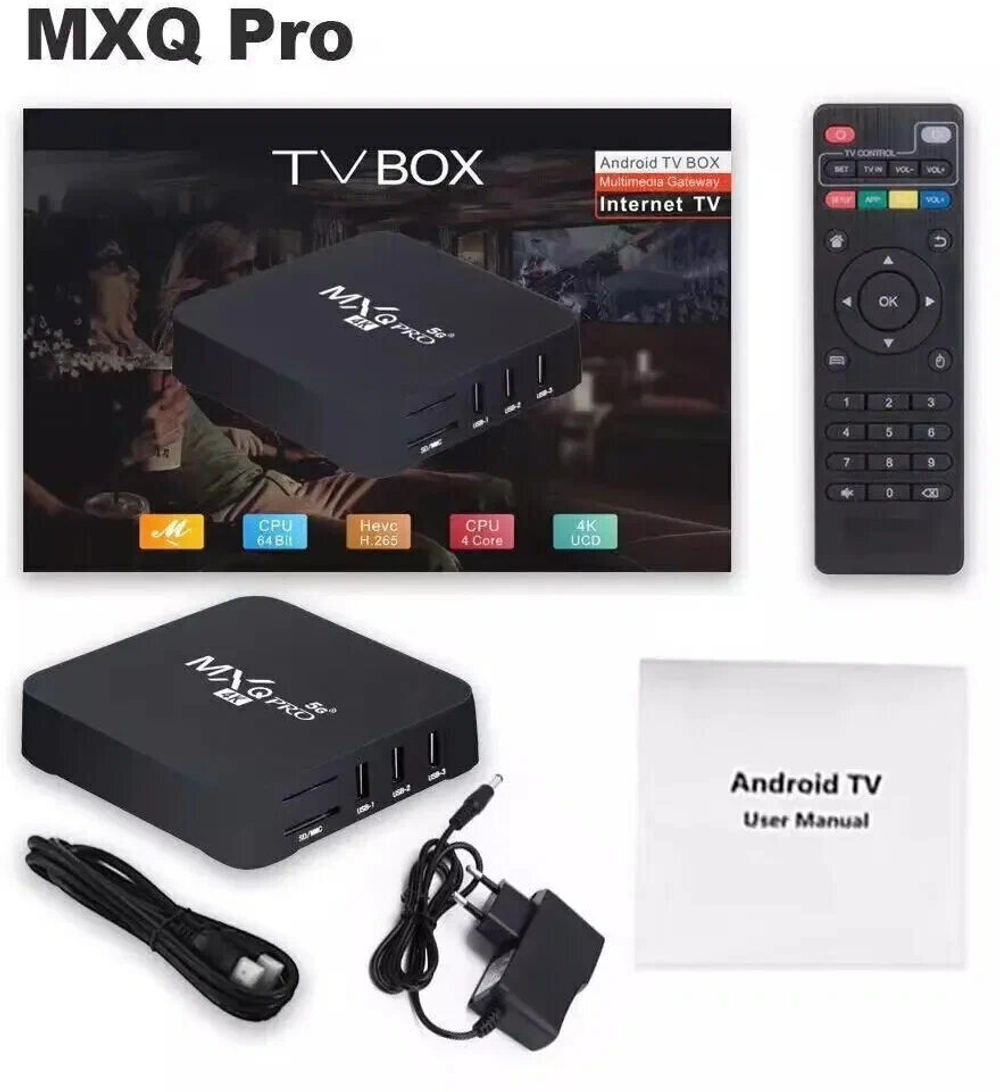 Смарт приставка андроид тв 16000 тв каналов и онлайн-кинотеатр mxq pro 4k 5g 1/8gb