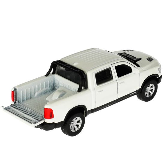 Машина металл DODGE RAM 1500 REBEL 13 см, двери, багаж, инер, белый, кор. Технопарк