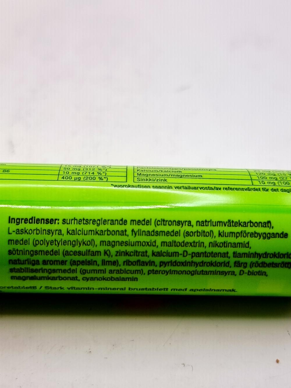 Витаминно-минеральный комплекс Friggs B-active усиленный (B6, B12, Mg, Zn) со вкусом апельсина 20 шипучих талеток (из Финляндии)