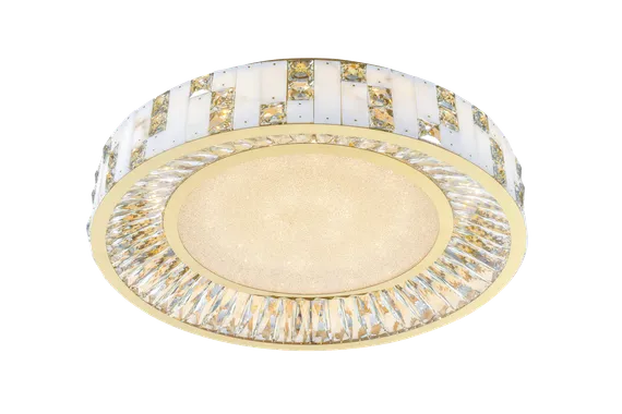 Люстра потолочная светодиодная NewRgy 2896E/144W GOLD+CLEAR, 144 Вт, золотая и прозрачная