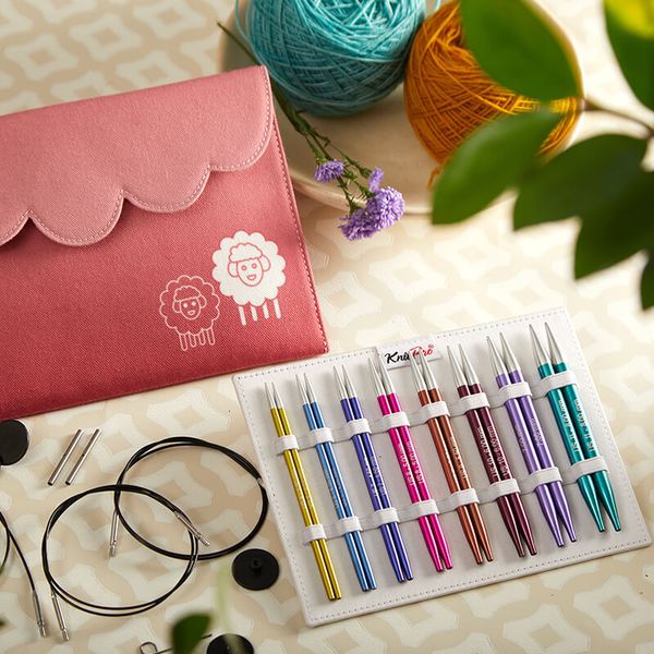 Набор съемных спиц Knit Pro Deluxe, алюминий, 8 видов спиц (новый дизайн 47404), 47424