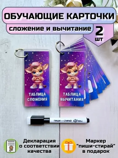 Обучающие карточки "Сложение" и "Вычитание"