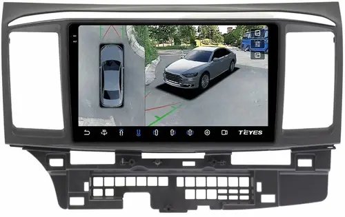 Магнитола для Mitsubishi Lancer X 2007-2016 (рамка 9) - Teyes CC3-2K-360 на Android 10, Быстрая, 2K QLED, CarPlay, 4G SIM-слот, 4 камеры в комплекте