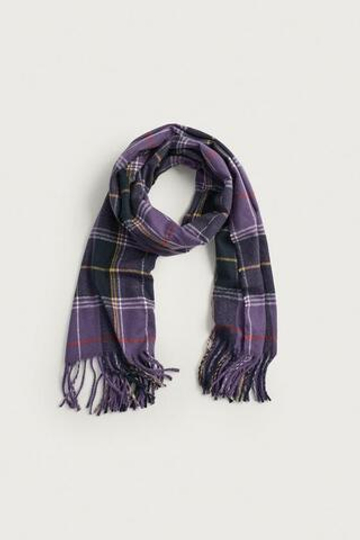 ZARA ШАРФ В КОНТРАСТНУЮ КЛЕТКУ, ЛИЛОВЫЙ