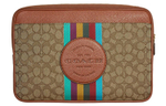 COACH Delicate Pebble Leather Clutch Laptop Bag Large Women"s Khaki