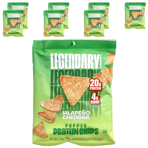 Legendary Foods, протеиновые чипсы, халапеньо и чеддер, 7 пакетиков по 36 г (1,3 унции)