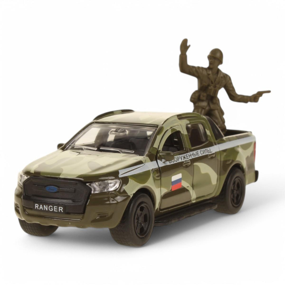 Модель ин. мет. "Ford Ranger" 12см. двери. баг. +солд. 4,5см. в ассорт. SB-18-09-FR-M+FG-WB (Технопа