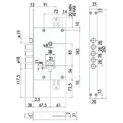 Корпус врезного замка CISA REVOLUTION PRO 56.535.48 /32515/