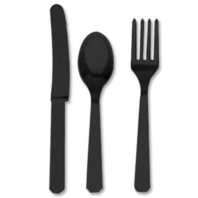 Столовые приборы Black 24шт пластиковые