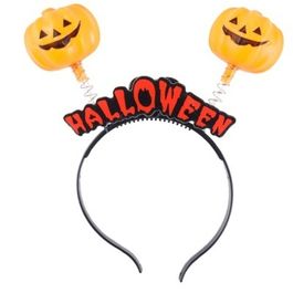 Ободок-антенки светящийся Halloween Тыква (батарейки в комплекте)