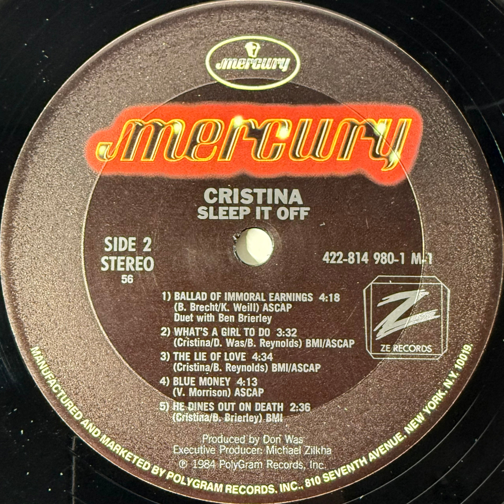 Cristina ‎– Sleep It Off (США 1984г.)