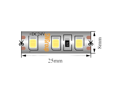 Светодиодная лента 2835, 120 LED/м, 9,6 Вт/м, 24В , IP65, 3M, Цвет: Нейтральный белый, SWG2120-24-9.6-NW-65-M
