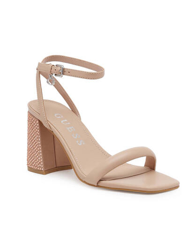 Кожаные босоножки на каблуке Guess - бежевый(FLJGEL LEA03)