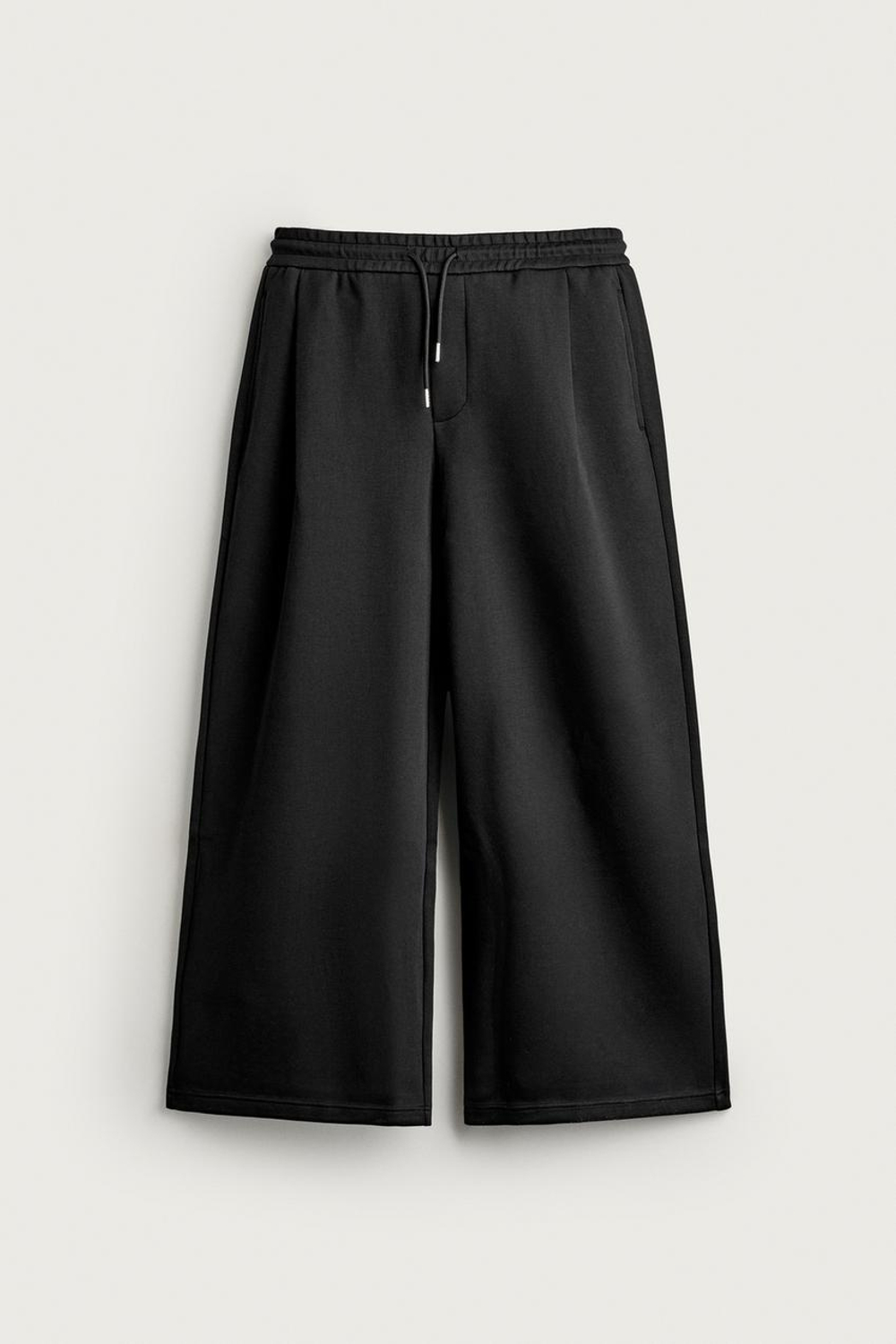 ZARA БРЮКИ BALLOON FIT С ЗАЩИПАМИ, ЧЕРНЫЙ
