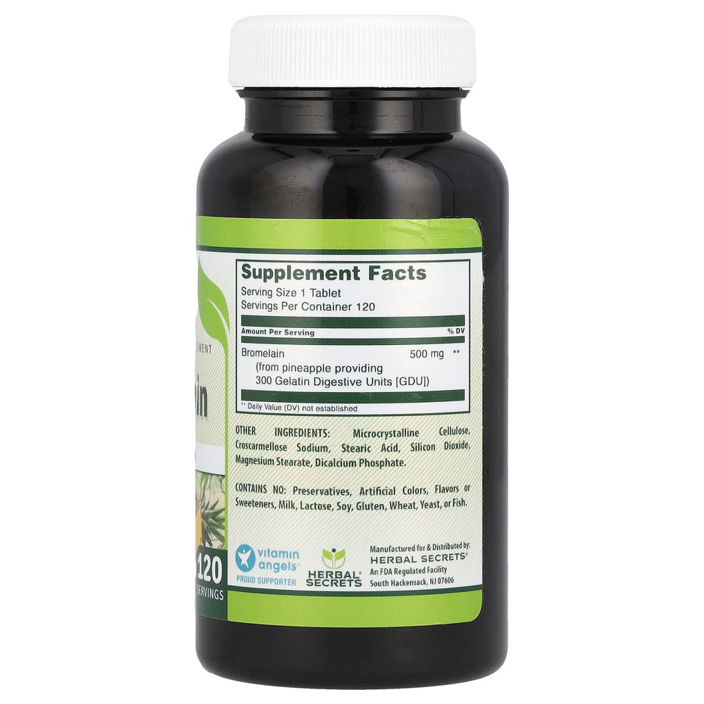 Herbal Secrets, Бромелаин, 500 мг, 120 таблеток