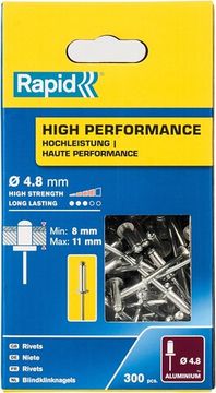 RAPID R:High-performance-rivet, 4.8 х 14 мм, 300 шт, алюминиевая высокопроизводительная заклепка (5001437)