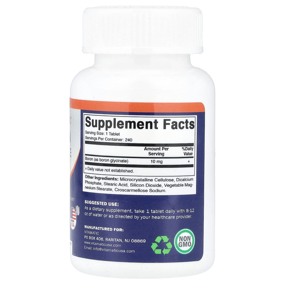 Vitamatic, Глицинат бора, 10 мг, 240 таблеток
