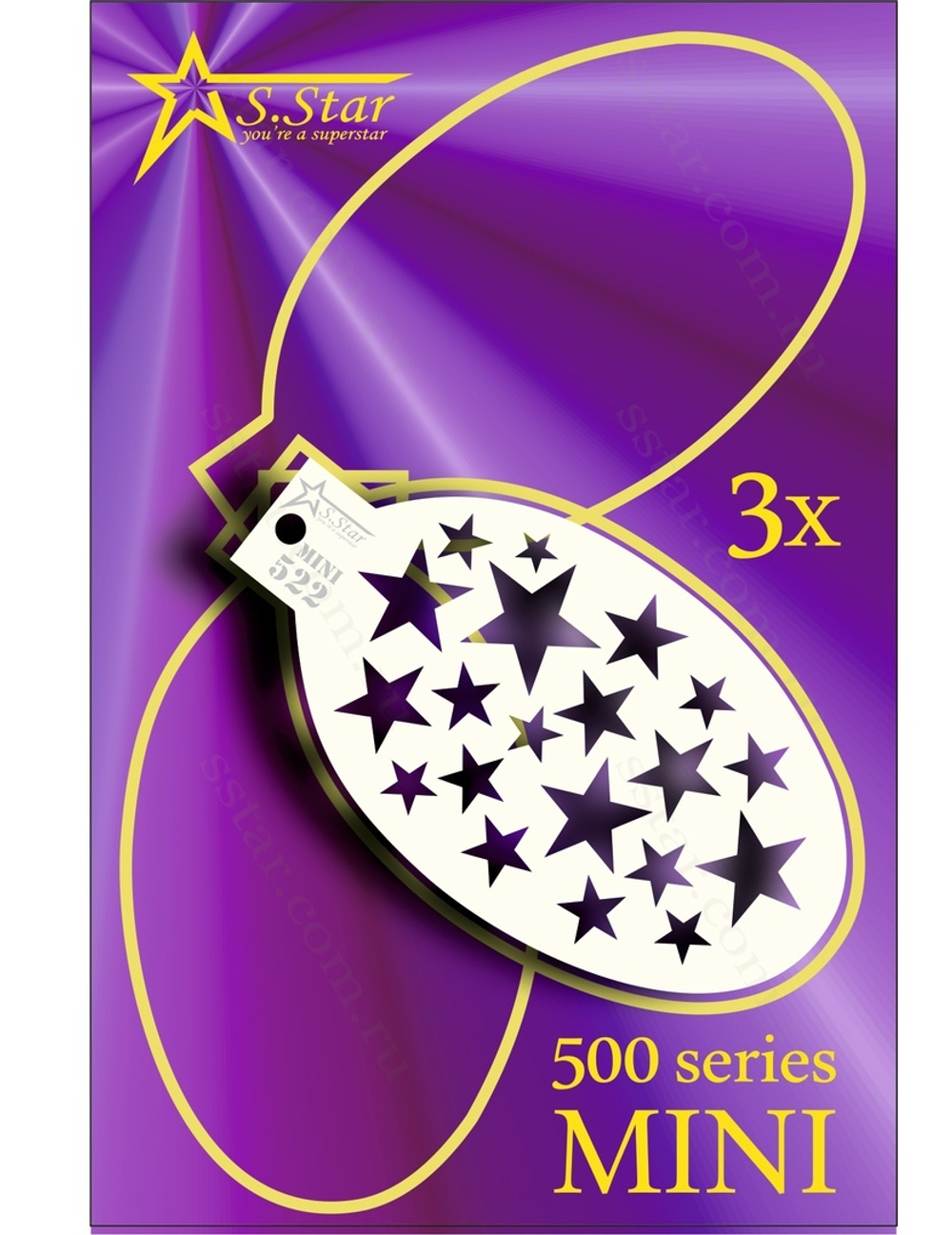 Трафарет для аквагрима S.STAR мини 522 звезды (1 трафарет)