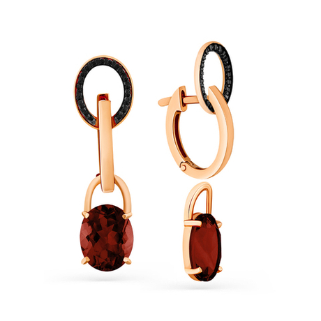 Серьги из золота 585 пробы с Гранатом