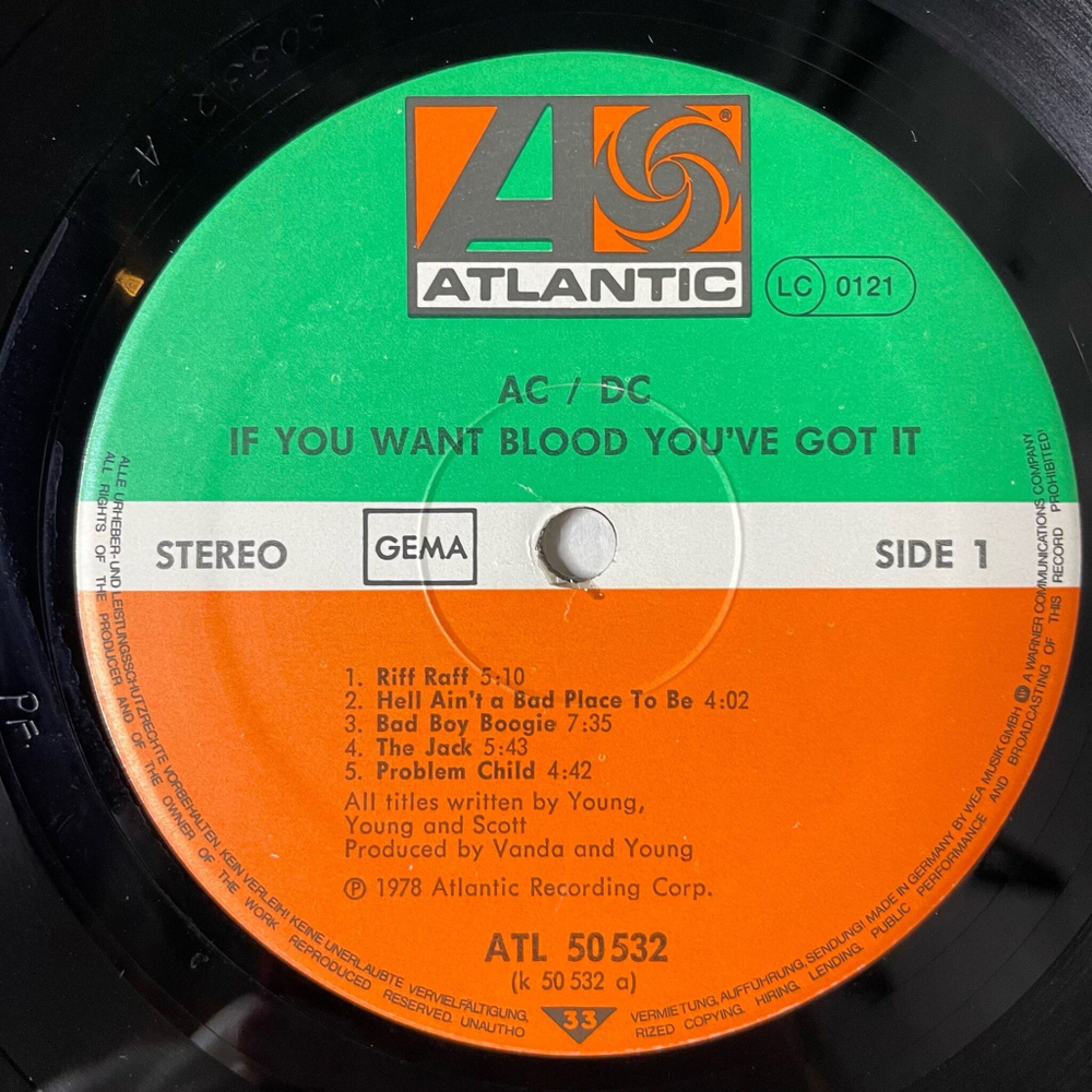 Винтажная виниловая пластинка LP AC DC If You Want Blood You've Got It (Germany 1978) Whole Lotta Rosie