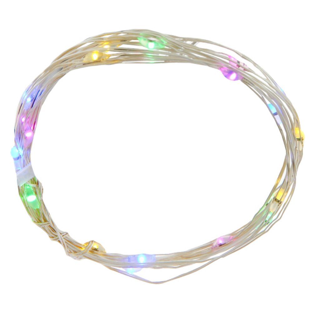 GAEM Электрогирлянда (20 разноцв LED, 1 реж свеч,серебр шнур, 1 W), L210 W0,1 H0,2 см, 2хАА