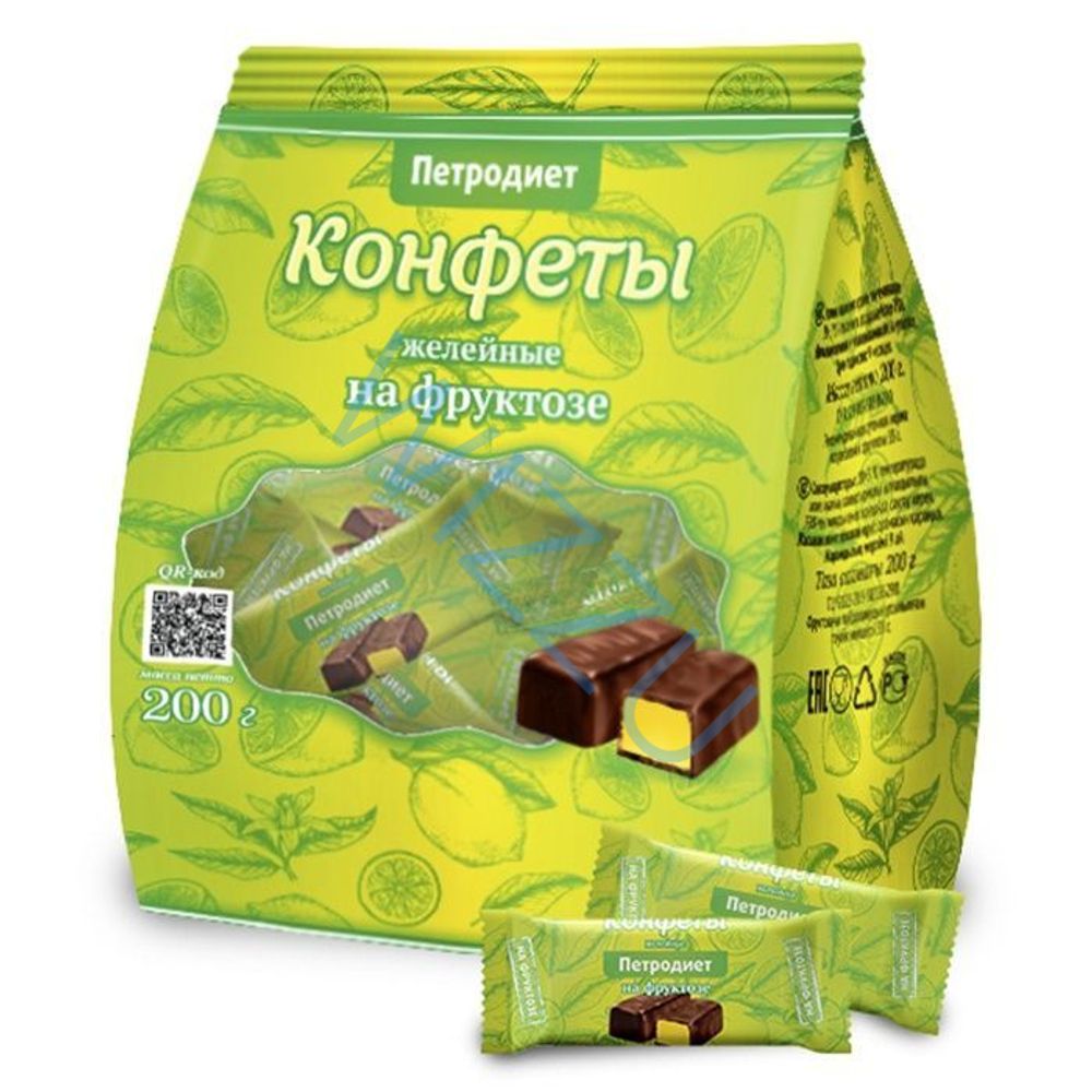 Конфеты Петродиет желейно-фруктовые на фруктозе 200гр