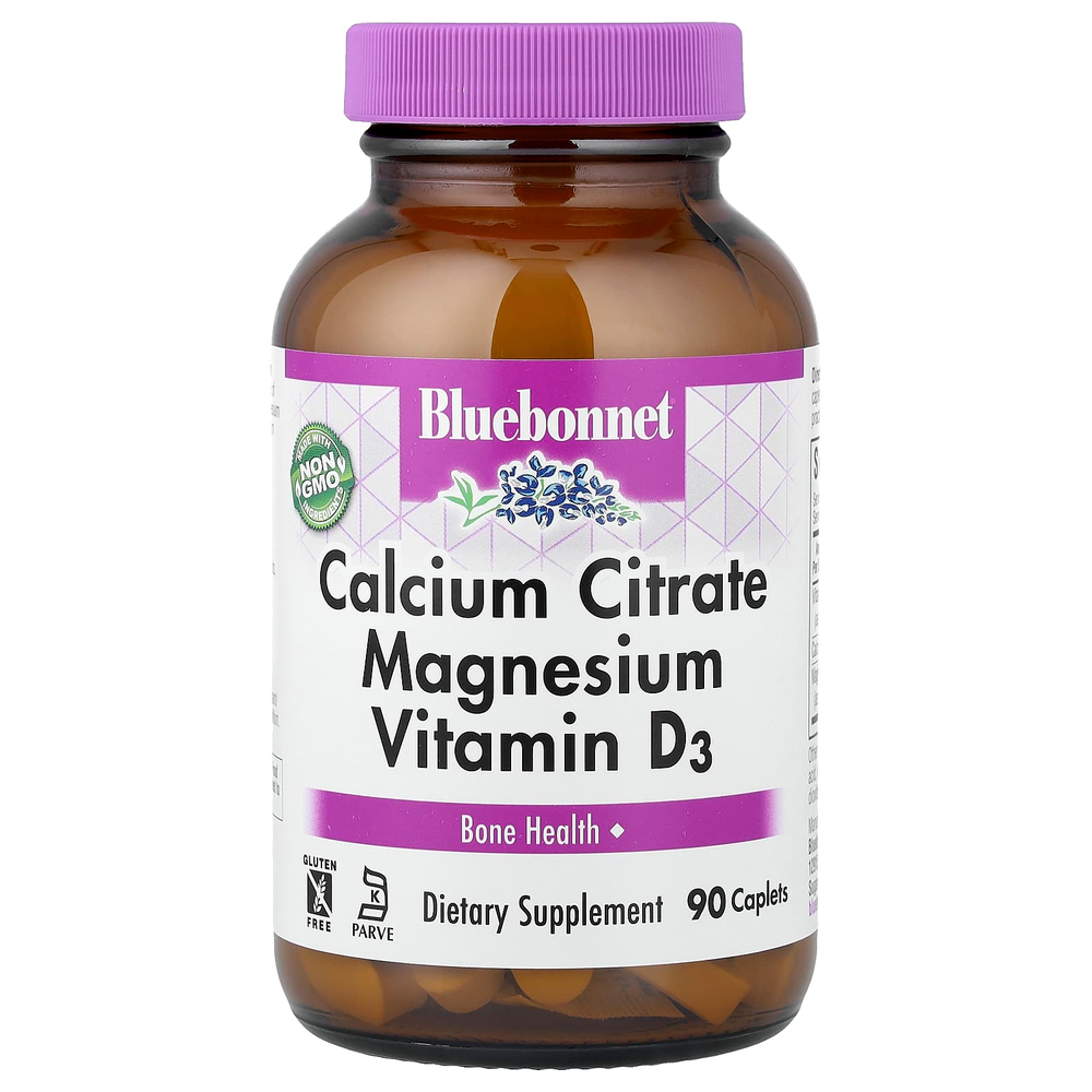 Bluebonnet Nutrition, Цитрат кальция, магний и витамин D3, 90 капсул