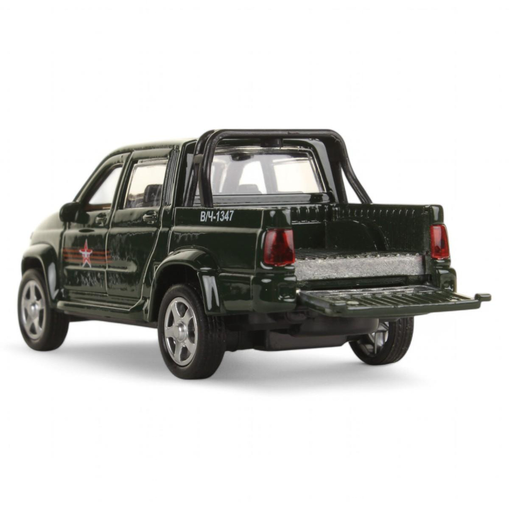 Модель ин. мет. "Uaz pickup. Армия России" 12см, открыв. двери, багаж. (Технопарк)