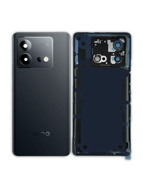 Задняя крышка для Iqoo Neo 8 черная (Black) со стеклом камеры