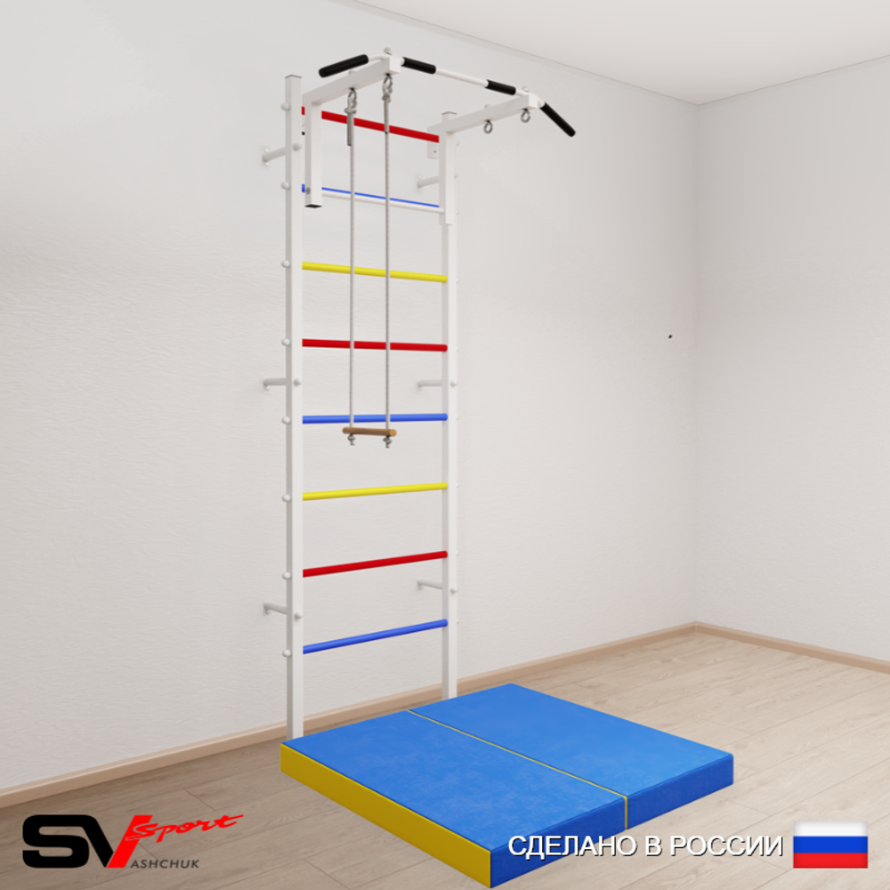 Шведская стенка Sv Sport 5124 (Турник стандарт/Трапеция/Мат 1м)
