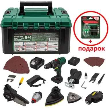 Инструмент многофункциональный аккумуляторный 8в1, 21В RockFORCE RF-JCB-18MT-B TXM