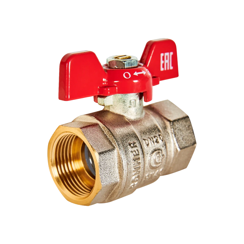 Кран шаровой полнопроходной ROMMER - 3/4" (ВР/ВР, PN40, ручка-бабочка)