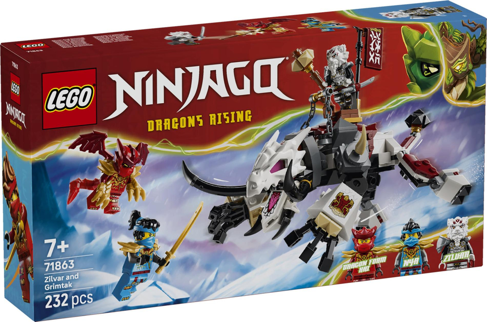 Конструктор Лего Ниндзяго Зилвар и дракон-зверь Гримтак 71863 | LEGO NINJAGO Zilvar and Grimtak the Dragon 232 детали 7+