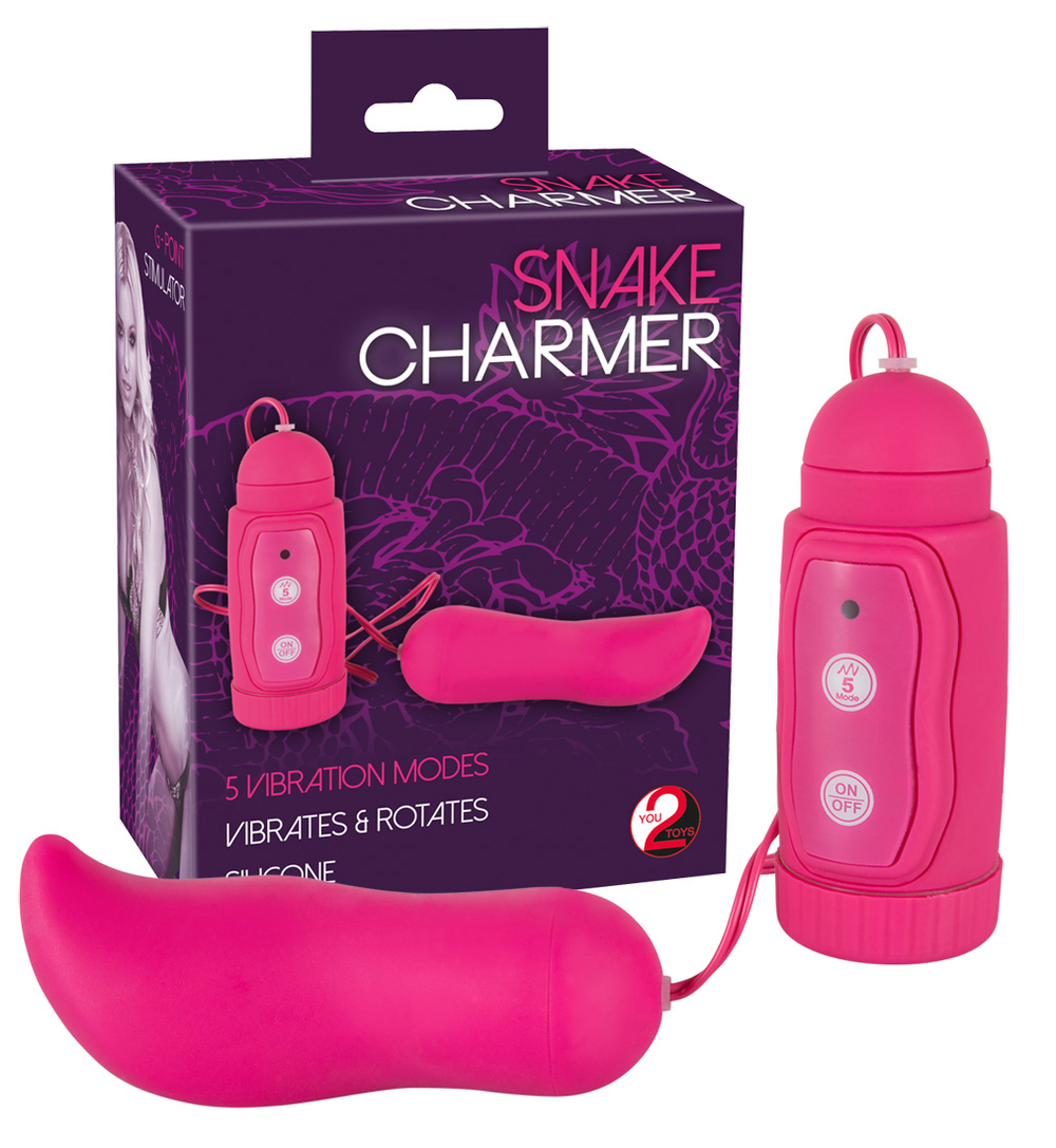 Розовое удлиненное виброяичко с ротацией Snake Charmer (Цвет: розовый)