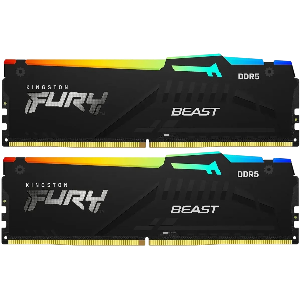 Оперативная память DDR5 32Gb 6400 МГц Kingston FURY Beast RGB Black (KF564C32BBEAK2-32)