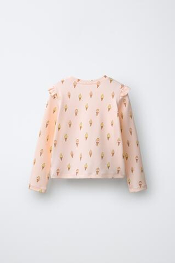 ZARA ФУТБОЛКА С ПРИНТОМ МОРОЖЕНОГО, РОЗОВЫЙ