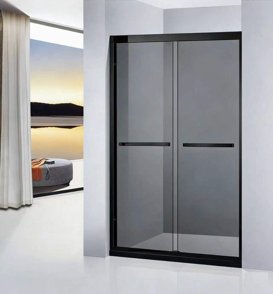 Перегородка Appolo AP-20-150BG Black 1500x2000 8 мм тонированное стекло, раздвижные
