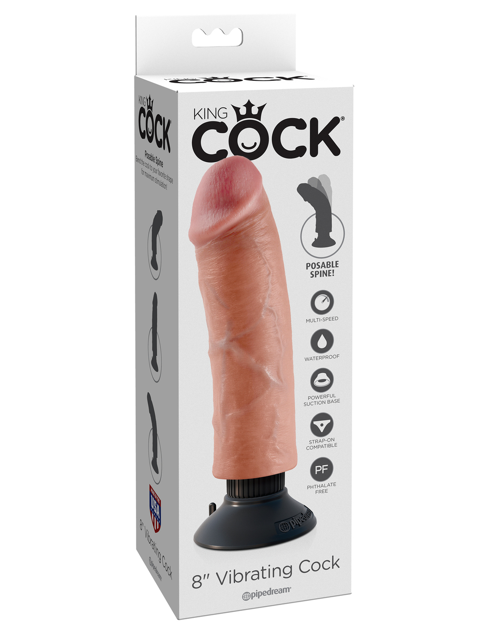 Вибромассажер реалистик на присоске 3 в 1, 8 Vibrating Cock