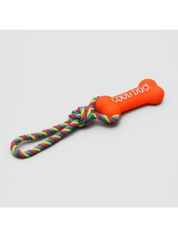 Игрушка резиновая Кость с ручкой из каната