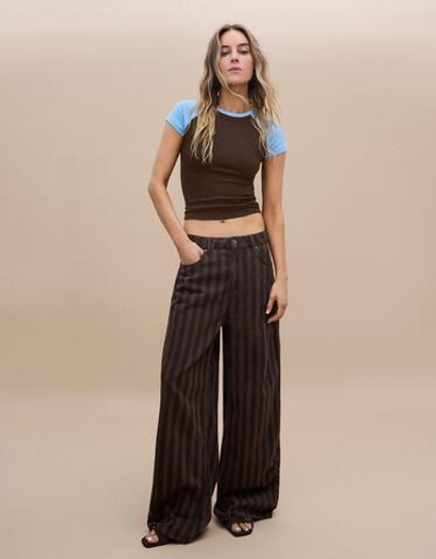 Женские брюки barrel в полоску - BERSHKA