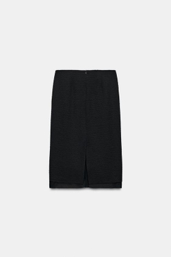 ZARA КОМБИНИРОВАННАЯ ЮБКА МИДИ, ЧЕРНЫЙ